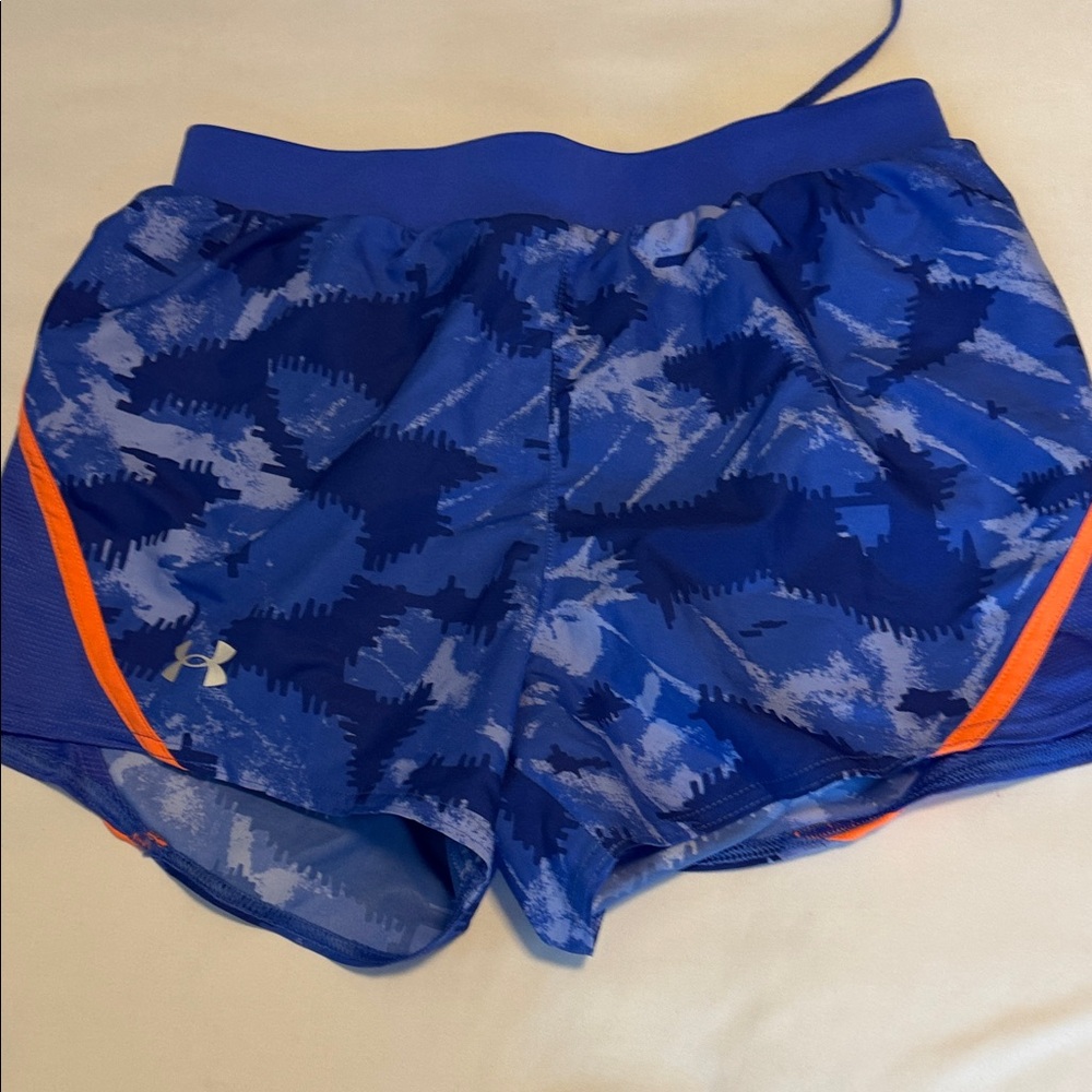 Under Armour Blue Patterned Shorts with Orange Trim